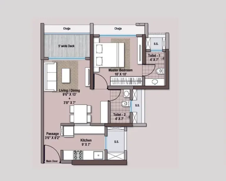 2 BHK-452 SqFt